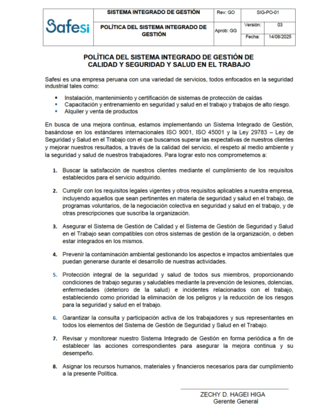POLÍTICA SIG CSST